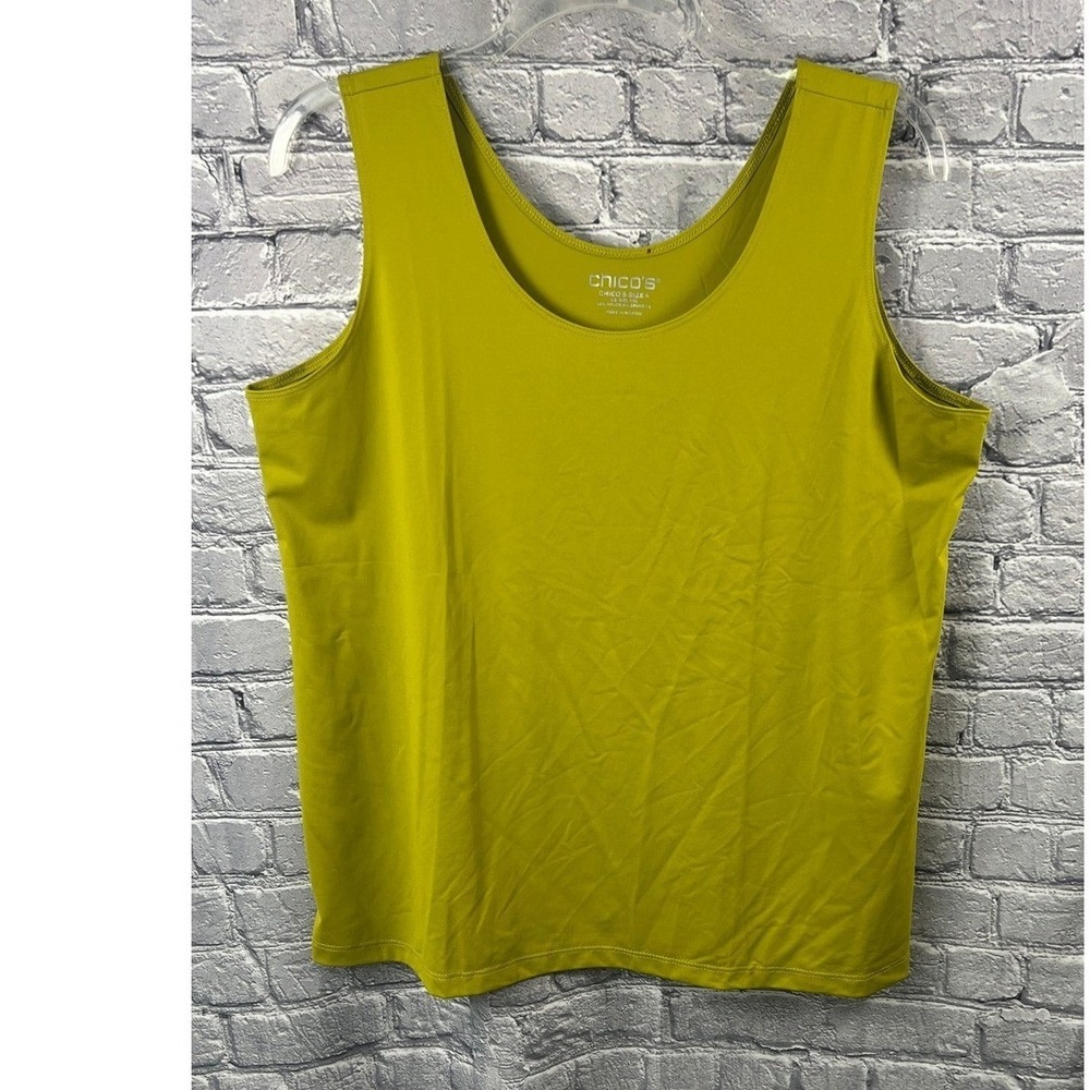 Chico's Microfiber Contemporary Tank Women XXL 4 Lime Zest NWT Scoop Neck